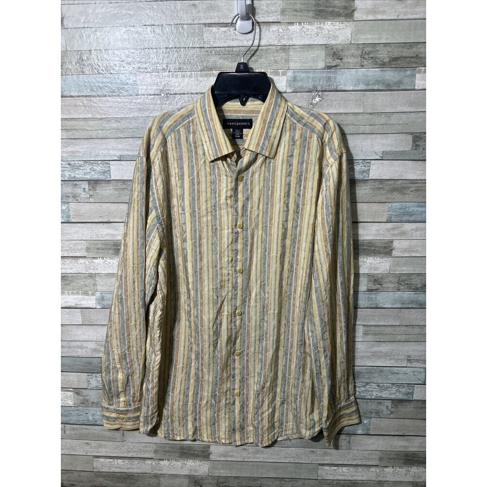Men’s Jhane Barnes Dress Shirt Multicolored Silk Blend Size Medium